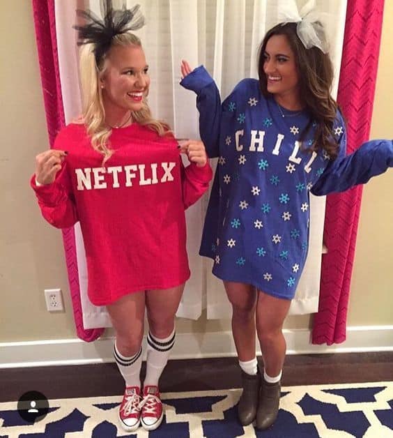 Netflix and Chill Halloween Costume #halloween #halloweencostume #halloweencouplecostume #couplecostume #diycostume #diyhalloween #diyhalloweencostume #KAinspired www.kainspired.com