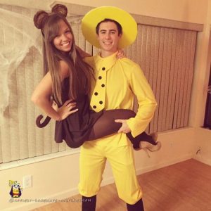 Man in the Yellow Hat and Curious George Couple Costume Halloween Costume #halloween #halloweencostume #halloweencouplecostume #couplecostume #diycostume #diyhalloween #diyhalloweencostume #KAinspired www.kainspired.com