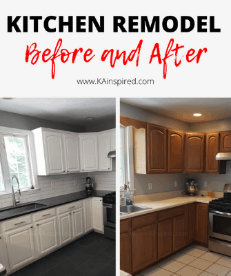 Kitchen Remodel Before And After, Grey Painted Cabinets Before And After