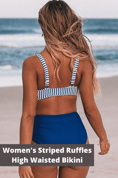 Women's striped ruffles high waisted bikini | Summer Fashion