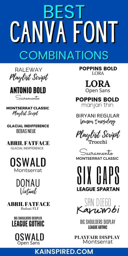 20 best CANVA font combination