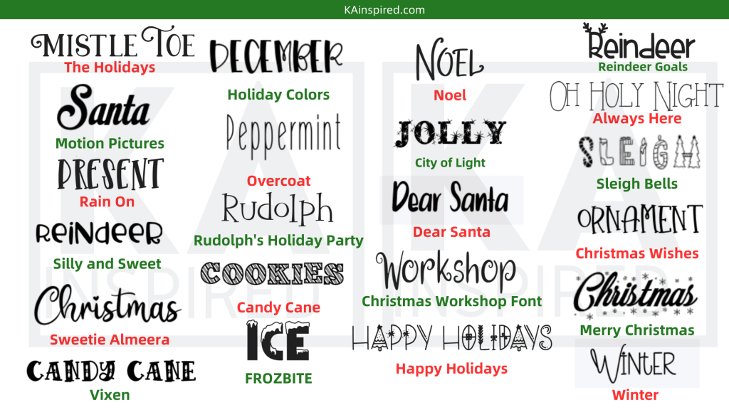 est Cricut Christmas Fonts.