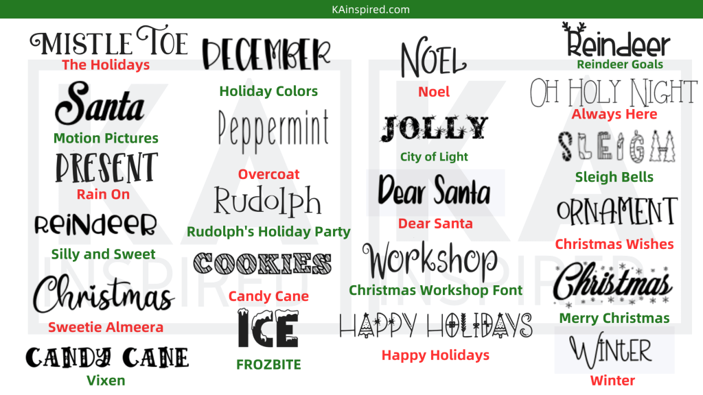 est Cricut Christmas Fonts. 